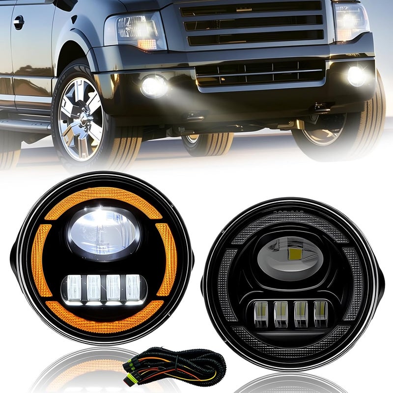 BOXLIGHT LED Fog Lights Assembly Compatible With 2007-2013 Ford Expedition / 2008-2011 Ford Ranger With Daytime Running Lights and Turn Signal Lights Front Bumper Driving Fog Lamp - Image 1